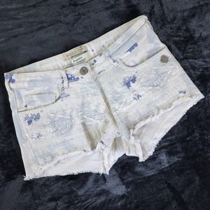 Boho Maison Scotch Acapulco embroidered raw hem denim shorts